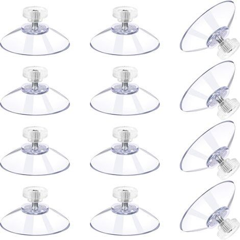 Set di 12 ventose grandi da 41 mm con viti - Ventose trasparenti in PVC per finestre - Adesivo extra forte (1/5)