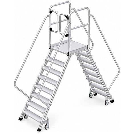 Plateforme mobile 2x7 marches - Hauteur max. de travail 3.70m - 618907-MCP (1/4)