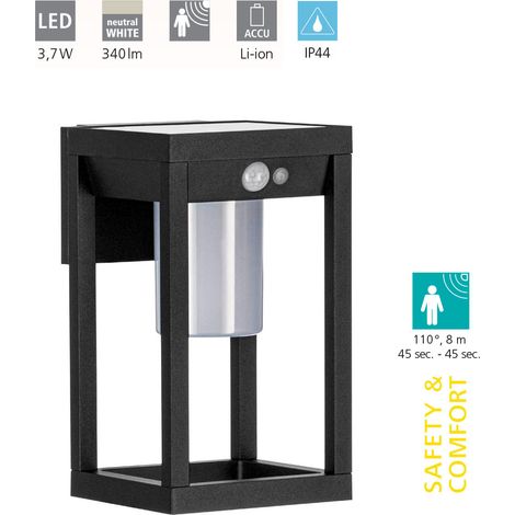 Applique Sensore Esterno Contemporanea Martano Alluminio Nero Led (1/5)