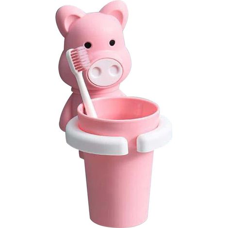 1 porte-brosse à dents avec gobelet, sans perçage, design enfant (dinosaure/licorne), gain de place, salle de bain (1/5)