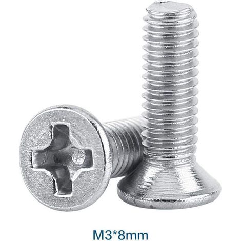 100pcs M3 Flat Head Pan Head Screws Countersunk Head Screws SS304 Stainless Steel Bolt (8mm)