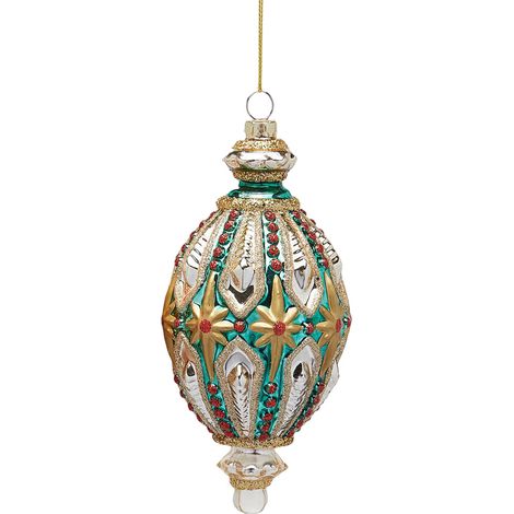 Pendaglio per albero di Natale "Fuso con Stelle" da 17 cm -Verde (1/3)