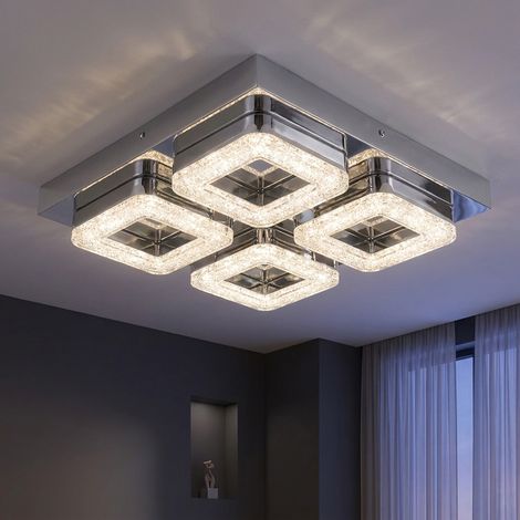 LED Deckenleuchte Deckenlampe Wohnzimmerlampe Chrom klar 4000K 35,2W L 32 cm (1/5)