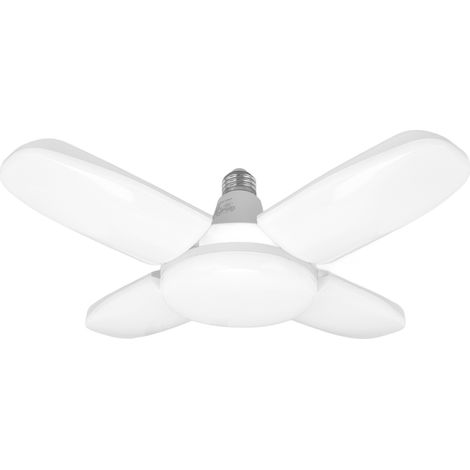 Luminaire de Garage LED Pliable 8000LM, Ampoule E26/E27, Lumière Plafonnier Modulable 85-265V, 4+1 Feuilles, 80W 3000K (1/5)