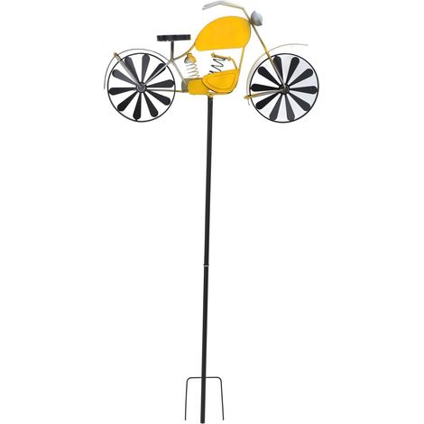 Moto Vent Spinner, Moto Jardin Spinner Vintage Style Piquet décoration Rustique Jaune (1/5)