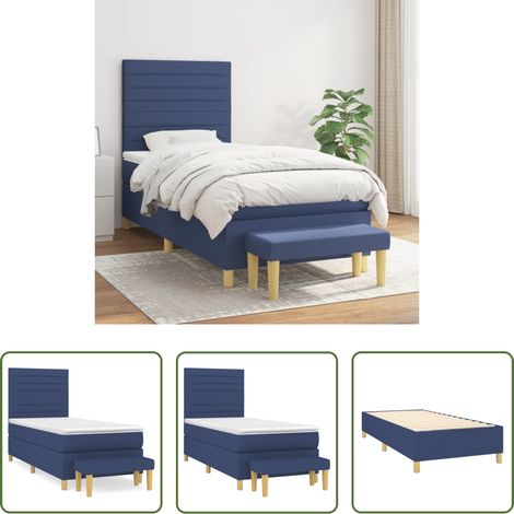 Matratze - Boxspringbett mit Matratze Blau 90x200 cm Stoff (1/5)