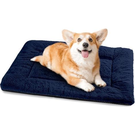 Panier Chien, Tapis Chien Grande Taille, 75x50 cm Matelas pour Chiens Lavable Super Doux Dog Bed Imperméable avec Dessous Antidérapant, Bleu Marine (1/5)