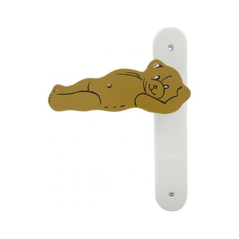 Ouvre&Déco – Poignée de porte d'intérieur gauche NOUNOURS sans trou – Bois brun – Entraxe 195 mm – Pour chambres d'enfants