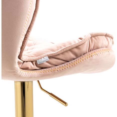 2er Set Drehbare Barhocker in Rosa Samt höhenverstellbar mit Fußstütze MODENUIT (1/2)