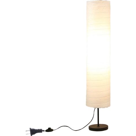 Ortviai Lampe sur pied en papier riz moderne avec interrupteur au sol – Blanc, 116 cm (1/5)