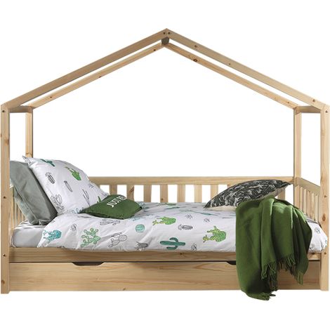 Lit cabane MH 90x200 sommier et tiroir inclus Vipack Dallas Bois (1/5)