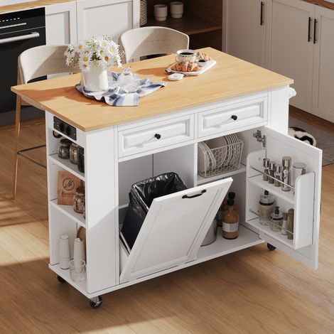 tavolo cucina allungabile mobile prese bianco naturale OKMYHOME (1/5)