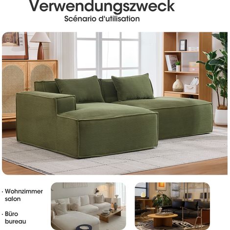 Canapé économique 235 cm avec coussins et étui inclus. Design épuré confortable parfait pour petits salons,appartements et bureaux. (1/5)