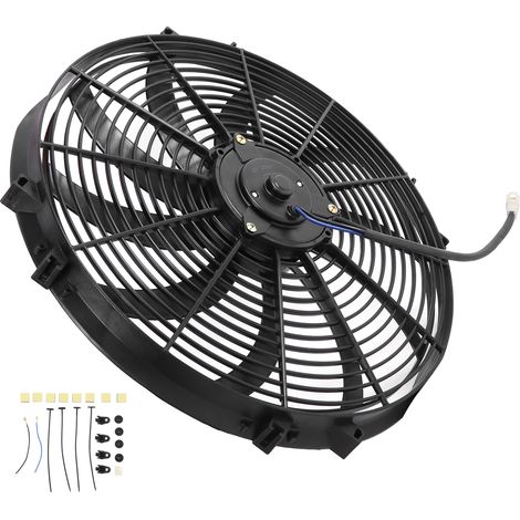 Ventilateur électrique 16 pouces 10 pales pour climatisation de voiture, poussée-tirage, remplacement pour camions camping-cars DC 12V (1/5)