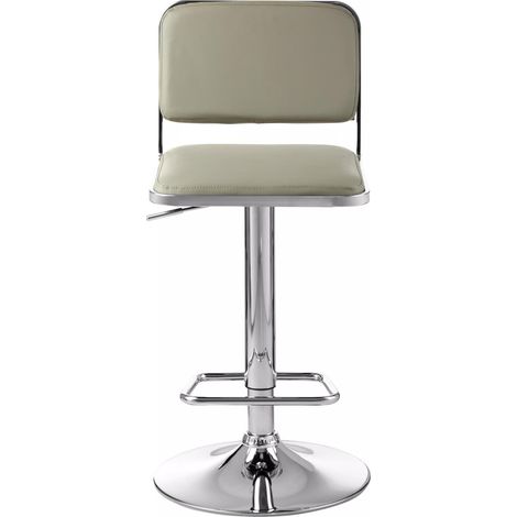 Interiors by Premier Light Grey Seat and Chrome Base Bar Stool, Adjustable Height Kitchen Bar Stool, Footrest Swivel Barstool (1/5)