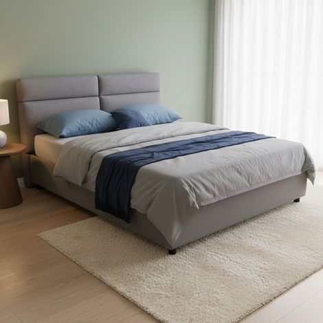 Cama Matrimonial Annus, Cama Matrimonial con Colchón Incluido, Desenfundable Made in Italy, Con Almacenaje, Gris (1/5)