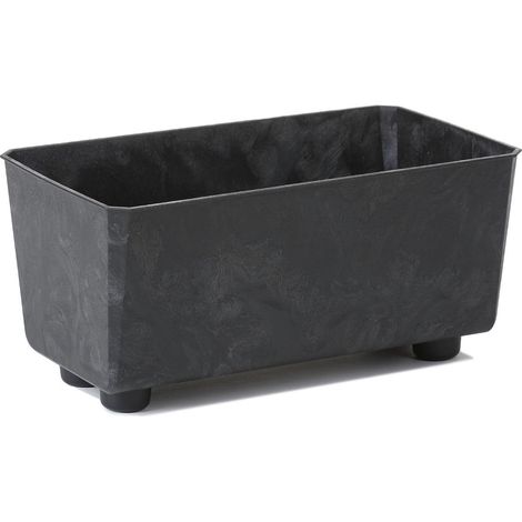 Jardinière Rectangulaire avec Pieds Élégants – Bac À Fleurs Noir Aspect Béton en Plastique Robuste 28,5 x 17 cm, 4,2L – Résistant Aux Intempéries (1/5)