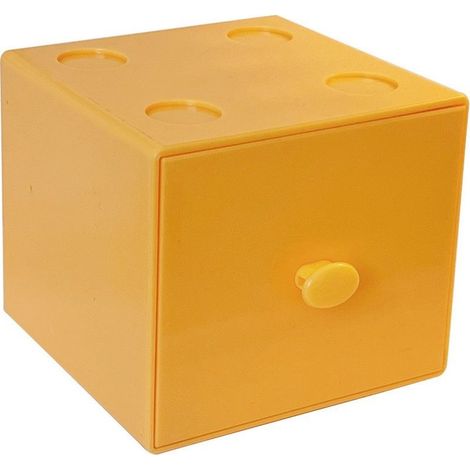 Tiroir De Rangement De Bureau Empilable, Conteneur De Fournitures De Bureau, Porte-Stylo, Organisateur De Bureau Carré Empilable avec Tiroir pour Trombones à Domicile, Bureau(Jaune) (1/3)