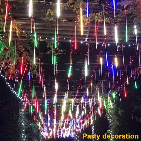 Guirlande Lumineuse Gouttes De Pluie - 8 Tubes LED IP67 - 3 8 M - Usage Intérieur Et Extérieur - Pour Décoration De Noël Fêtes Et Mariages (1/5)