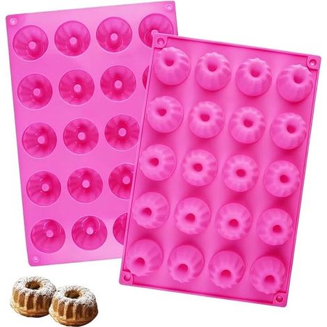 Stampo per torte Savarin in 2 pezzi, teglia da forno con 20 cavità, 29,8 x 19,9 x 2,2 cm, per temperature da 40 °C a 240 °C, per fare dolci, S (1/5)