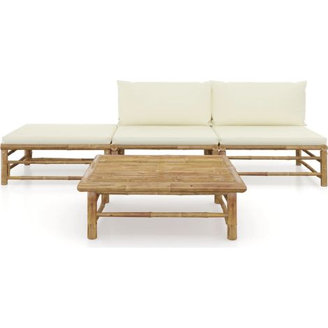 Maison Exclusive - 4-tlg. Garten-Lounge-Set mit Cremeweißen Kisse