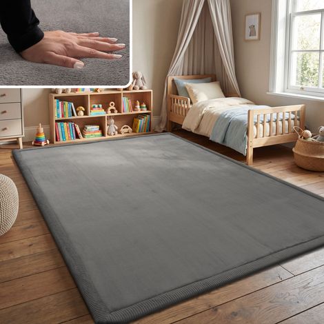 Paco Home Kinderteppich Kinderzimmer Teppich Baby Spielteppich Flauschig Rutschfest Deko 160x220 cm, Anthrazit