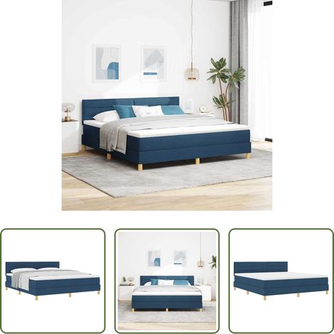 Matelas en mousse -  Lit à ressorts avec matelas Bleu 180 x 200 cm tissu (1/5)