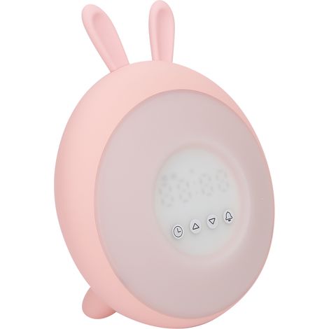 Lampe de chevet en silicone rose à motif dessin animé, réveil tactile numérique LED rose (1/5)