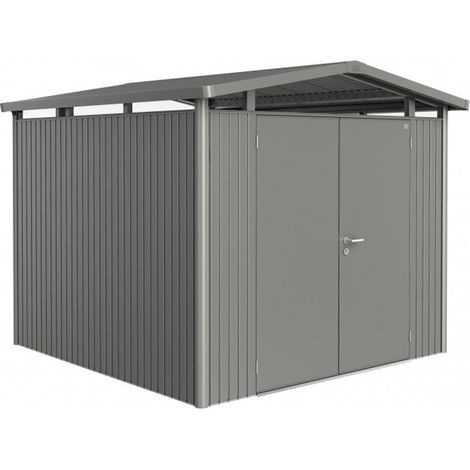 Casetta da Giardino in Metallo PANORAMA 3 con Porta a Due Battenti Biohort Grigio Quarzo Metal (1/5)