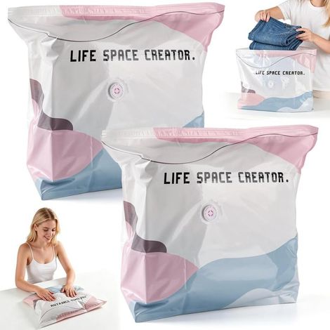 Sacs de Compression Sous Vide Réutilisables – Sacs de Rangement Sous Vide pour Vêtements – Lot de 2 Sacs Sous Vide sans (1/5)