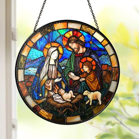 Vitrail décoratif 9 cm – Attrape-soleil peint à la main (1/4)