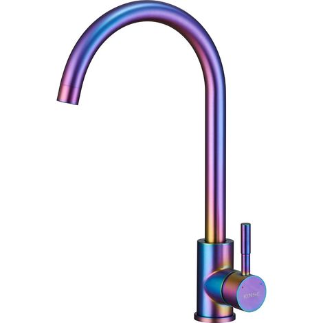 Robinetterie de Cuisine en Acier Inoxydable avec Levier Simple - Robinet d'Évier Pivotant à 360° - Multicolore (1/5)
