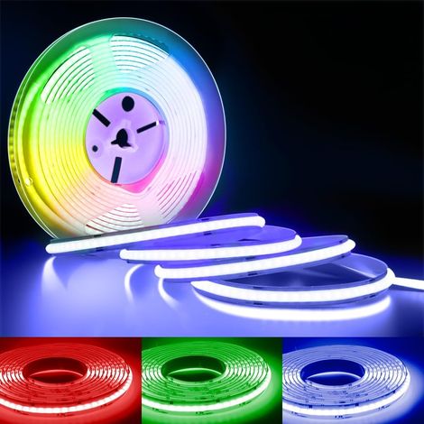LED Strip COB RGB 12V 5m LED Strip 810LEDs/m without power Self Adhesive Cuttable Flexible Dimmable IP20 for TV Backlight Bedroom Kitchen Home Decoration (1/5)