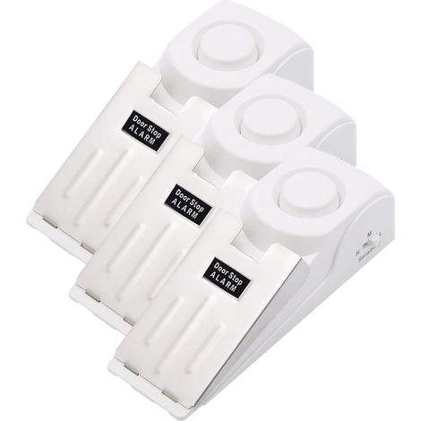 3-pack of doorstops (120 dB) – Extra loud security alarm for home and hotel – Portable security set for increased protection