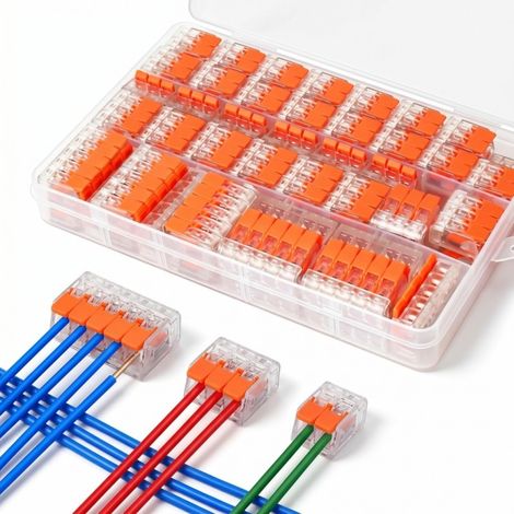 Irovami Kit serre-câbles 75 pièces – 2/3/5 broches, 32A/450V, ignifugé – Idéal pour lampes, prises, interrupteurs (1/5)