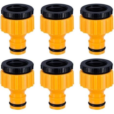 Plastique 3/4 '' and 1/2 '' BSP 2in1 Nez de Robinet d'arrosage à Visser débit Tap Connector Threaded Faucet Adapter 6 Pack (1/5)