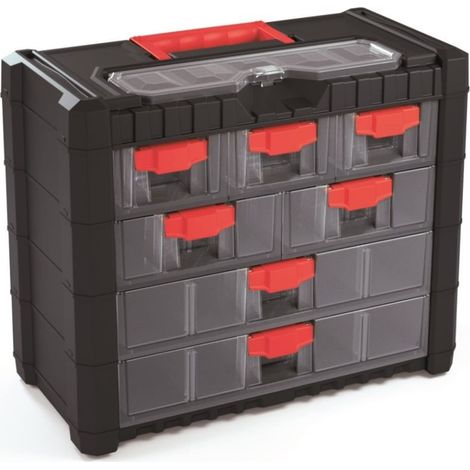 Caja portaherramientas multiusos Cargo KMC401 estructura de polipropileno - asa de plástico ergonómica - 7 cajones frontales - 1 bandeja superior porta aminas