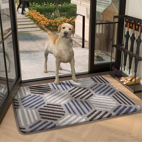 Paillasson d'intérieur super absorbant pour porte d'entrée, taille 20" x 32", conception antidérapante lavable, matériau durable, très absorbant, bloque efficacement la saleté et l'humidité (1/4)