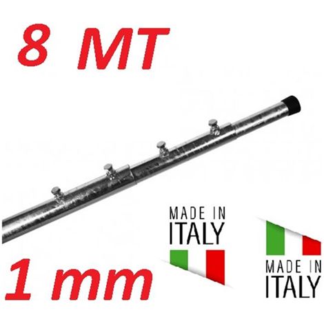 Palo Telescopico 8 Metri 2Mt X 4 Pezzi Spessore 1 Mm Zincato A Fuoco Made In Italy (8 Mt)