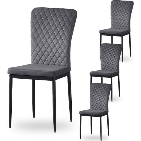 Jymtom – Lot de 6 chaises hautes en velours et métal – Dossier ergonomique – Charge maximale 100 kg – Pour salle à manger et bar