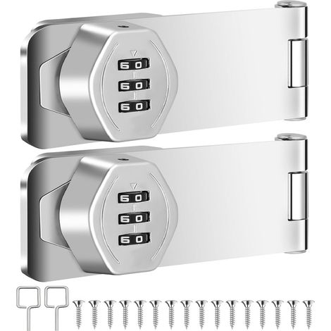 Serrure à Combinaison de Meubles,Loquet Sans Clé,Serrure de Code de Porte Armoire,Serrure à Combinaison à 3 Chiffres Verrou de Porte à Code pour Armoire Boite Aux Lettres Hangars Tiroir (2PCS Argent) (1/5)