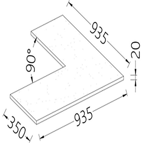 Option -tablette de service angle 90 ° - 20 mm strat. - Diamond