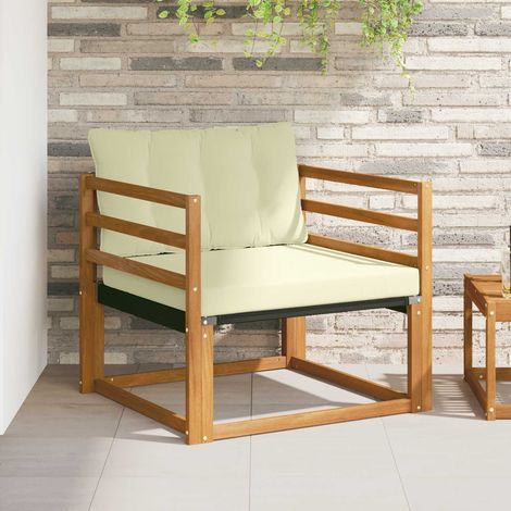 Outdoor-Sofagarnitur Massives Akazienholz und Textilene Natur (1/5)