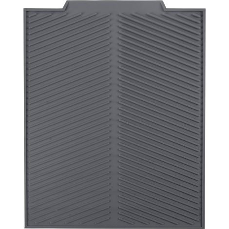 Tapis égouttoir à vaisselle en silicone pour plan de travail, compatible lave-vaisselle, usages multiples, gris