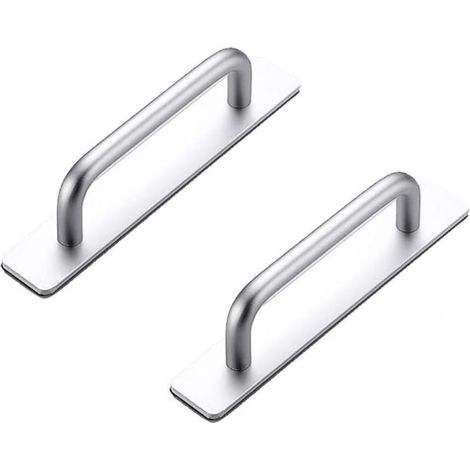Lot de 2 poignées adhésives en aluminium pour armoire, chambre, salle de bain, cuisine (106 mm, argent) (1/5)