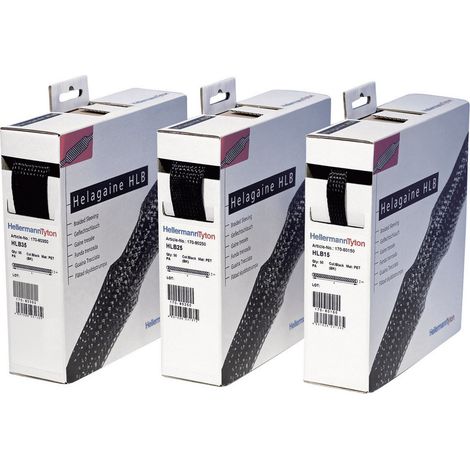 HellermannTyton 170-80150 HLB15-PET-BK-10M Geflechtschlauch Schwarz Polyester 5 bis 5 mm 10 m
