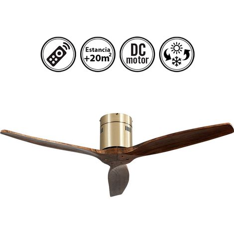 Ventilador Dc Aguilon Cuero 3 Aspas Roble 6 Velocidades Sin Luz Remoto Y Temporiz.132d (1/5)