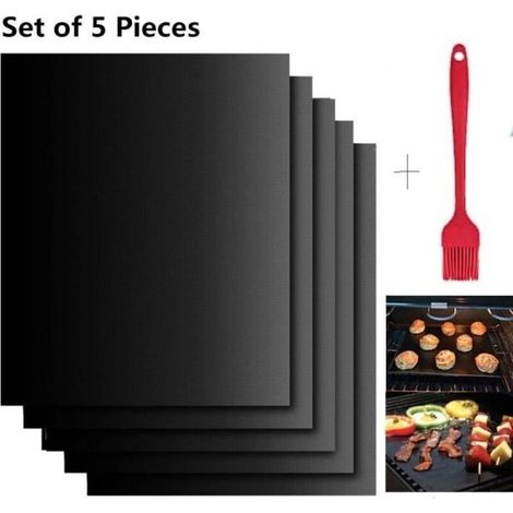 Tapis de cuisson - BBQ - Set de 5 - 40cm x 33cm - Anti-adhérent - Réutilisable (1/4)