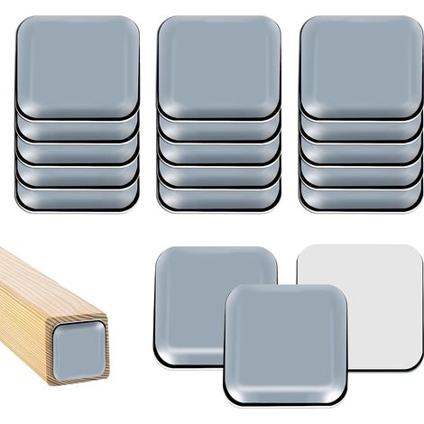 18 Pièces Patins pour Meubles Auto-adhésifs 40x40 mm Carré PTFE (1/5)