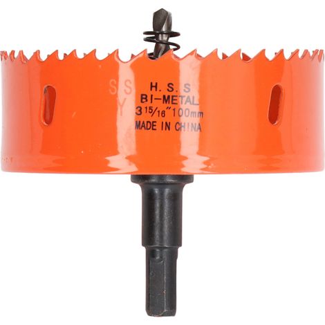 Scie cloche bimétallique HSS avec arbre robuste pour planches de Cornhole, bois, PVC, métal, pièces de perceuse électrique, 3 15/16 po (100 mm) (1/5)
